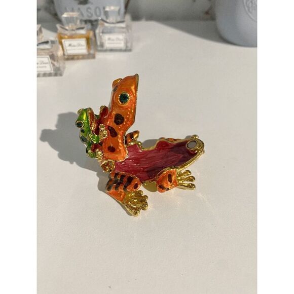Taylor Avedon Orange Frog Jewelry / Trinket Box - Picture 4 of 6